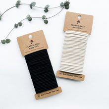 Load image into Gallery viewer, Organic Biodegradable Plastic Free Hair Ties - Zero Waste Eco Friendly Reusable Natural Cotton Hair Ties - Sustainable Living - Pack of 30