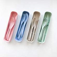 Load image into Gallery viewer, Biodegradable Reusable Wheat Straw Cutlery Set - Plastic Free Zero Waste Sustainable Office, Outdoor, Camping, School, Party & Kids lunchbox