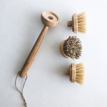 Load image into Gallery viewer, Natural Bamboo Sisal Dish Brush With Replaceable Head - Biodegradable Zero Waste Plastic Free Long Handle Kitchen Brush