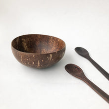 Load image into Gallery viewer, Natural Handmade Reusable Organic Coconut Bowl & Spoon - Sustainable Eco Friendly Plastic Free Breakfast | Lunch | Dinner | Kitchen
