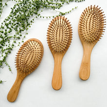 Load image into Gallery viewer, Natural Organic Bamboo Hair Brush - Plastic Free Biodegradable Detangling Bamboo Brush - Eco Friendly Sustainable Living