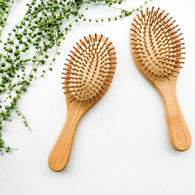 Load image into Gallery viewer, Natural Organic Bamboo Hair Brush - Plastic Free Biodegradable Detangling Bamboo Brush - Eco Friendly Sustainable Living