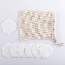 Load image into Gallery viewer, 10 Reusable Organic Bamboo Cotton Facial Pads - Zero Waste Plastic Free Natural Makeup Remover Pads + Organic Mesh Cotton Laundry Bag
