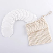 Load image into Gallery viewer, 10 Reusable Organic Bamboo Cotton Facial Pads - Zero Waste Plastic Free Natural Makeup Remover Pads + Organic Mesh Cotton Laundry Bag