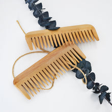 Load image into Gallery viewer, Natural Bamboo Wide Tooth Comb-Zero Waste Detangeling Comb-With Organic Cotton Pouch