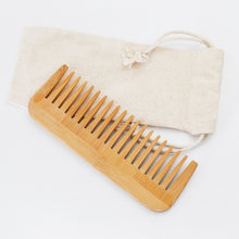 Load image into Gallery viewer, Natural Bamboo Wide Tooth Comb-Zero Waste Detangeling Comb-With Organic Cotton Pouch