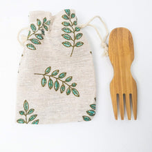 Load image into Gallery viewer, Natural Bamboo Spork-Zero Waste Free Of Plastic-Sustainable Cotton Pouch