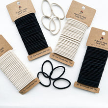 Load image into Gallery viewer, Organic Biodegradable Plastic Free Hair Ties - Zero Waste Eco Friendly Reusable Natural Cotton Hair Ties - Sustainable Living - Pack of 30
