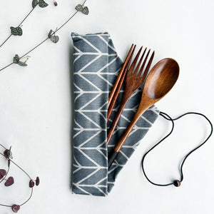 Reusable Handmade Natural Wood Cutlery Set - Plastic Free Biodegradable Japanese Style Utensil Set - Zero Waste Spoon |  Fork | Chopstick