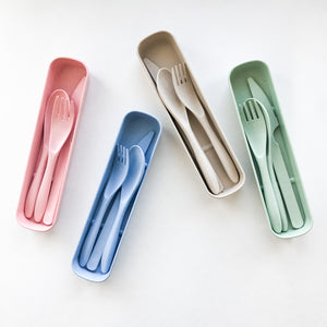 Biodegradable Reusable Wheat Straw Cutlery Set - Plastic Free Zero Waste Sustainable Office, Outdoor, Camping, School, Party & Kids lunchbox