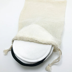 10 Reusable Organic Bamboo Cotton Facial Pads - Zero Waste Plastic Free Natural Makeup Remover Pads + Organic Mesh Cotton Laundry Bag