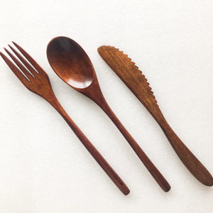 Japanese Style Wooden Cutlery Set - Zero Waste Plastic Free Utensils Set - Sustainable Kitchen
