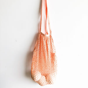 Reusable Organic Cotton Mesh Bag (Long Handle) - Plastic Free Sustainable Shopping Grocery Picnic Outdoor & Party - Zero Waste Biodegradable