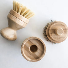 Load image into Gallery viewer, Natural Bamboo Pot &amp; Dish Brush With Replaceable Head - Organic Biodegradable Zero Waste Multipurpose Brush - Sustainable Kitchen
