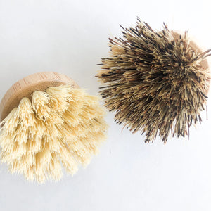 Natural Bamboo Pot & Dish Brush With Replaceable Head - Organic Biodegradable Zero Waste Multipurpose Brush - Sustainable Kitchen