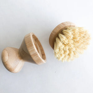 Natural Bamboo Pot & Dish Brush With Replaceable Head - Organic Biodegradable Zero Waste Multipurpose Brush - Sustainable Kitchen