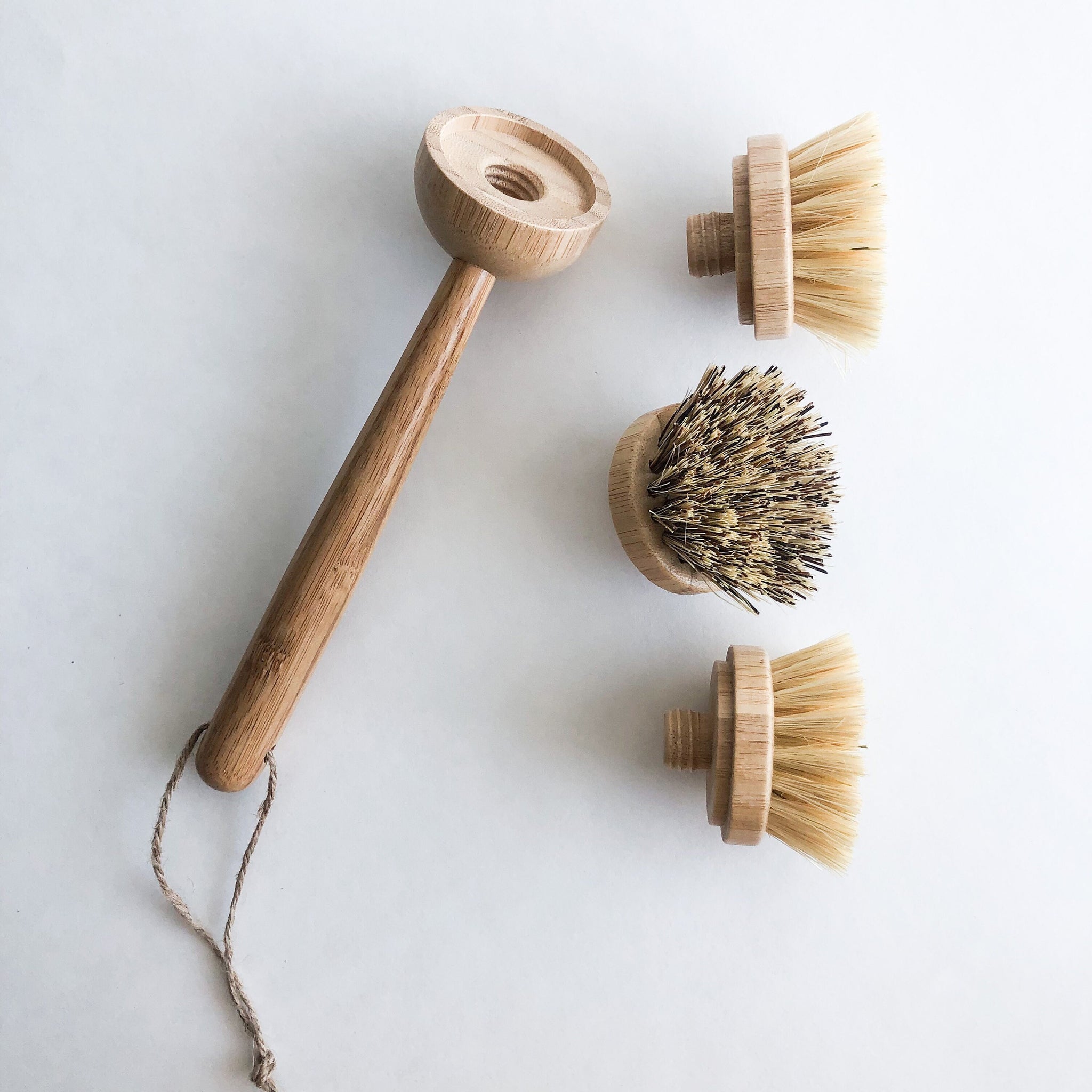 Kitchen Dish Brush With Long Handle, Wooden Washing Brush Natural