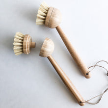 Load image into Gallery viewer, Natural Bamboo Sisal Dish Brush With Replaceable Head - Biodegradable Zero Waste Plastic Free Long Handle Kitchen Brush
