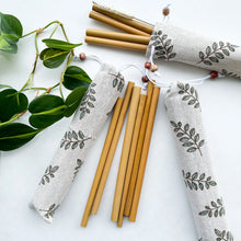 Load image into Gallery viewer, 10 Reusable Natural Bamboo Drinking Straw - Zero Waste Biodegradable Straws - Eco Friendly Hemp Cleaning Brush &amp; Sustainable Cotton Bag
