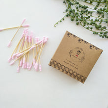 Load image into Gallery viewer, Organic Biodegradable Bamboo Cotton Buds - Plastic Free Zero Waste Natural Bamboo Q-tips - Eco Friendly Sustainable Swabs - Pack of 100
