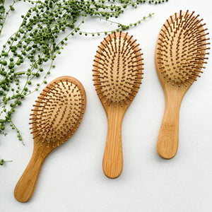 Natural Organic Bamboo Hair Brush - Plastic Free Biodegradable Detangling Bamboo Brush - Eco Friendly Sustainable Living