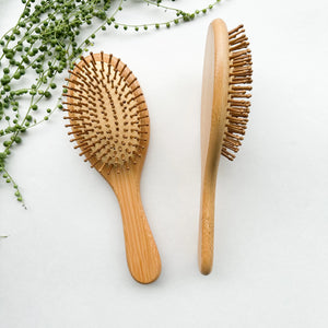 Natural Organic Bamboo Hair Brush - Plastic Free Biodegradable Detangling Bamboo Brush - Eco Friendly Sustainable Living