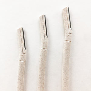 Biodegradable Wheat Straw Eyebrow Razor Trimmer - Eco Friendly Sustainable Facial Dermaplaning Razor - Set of 3