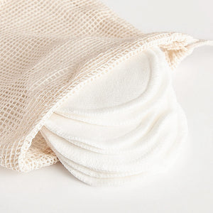 10 Reusable Organic Bamboo Cotton Facial Pads - Zero Waste Plastic Free Natural Makeup Remover Pads + Organic Mesh Cotton Laundry Bag