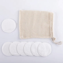 Load image into Gallery viewer, 10 Reusable Organic Bamboo Cotton Facial Pads - Zero Waste Plastic Free Natural Makeup Remover Pads + Organic Mesh Cotton Laundry Bag
