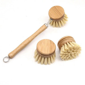 Bamboo Sisal Dish Brush - Zero Waste Kitchen Brush - Replaceable Sisal Head