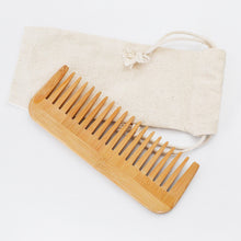 Load image into Gallery viewer, Natural Bamboo Wide Tooth Comb-Zero Waste Detangeling Comb-With Organic Cotton Pouch

