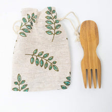 Load image into Gallery viewer, Natural Bamboo Spork-Zero Waste Free Of Plastic-Sustainable Cotton Pouch
