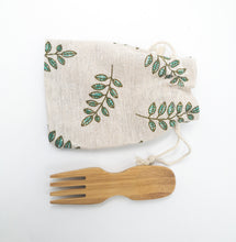 Load image into Gallery viewer, Natural Bamboo Spork-Zero Waste Free Of Plastic-Sustainable Cotton Pouch
